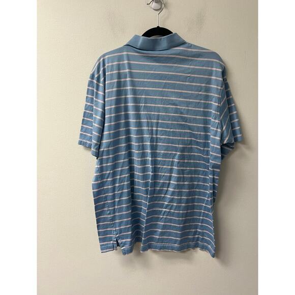 Martin Mens Blue Pink White Stripe Polo Sz L - Picture 2 of 3